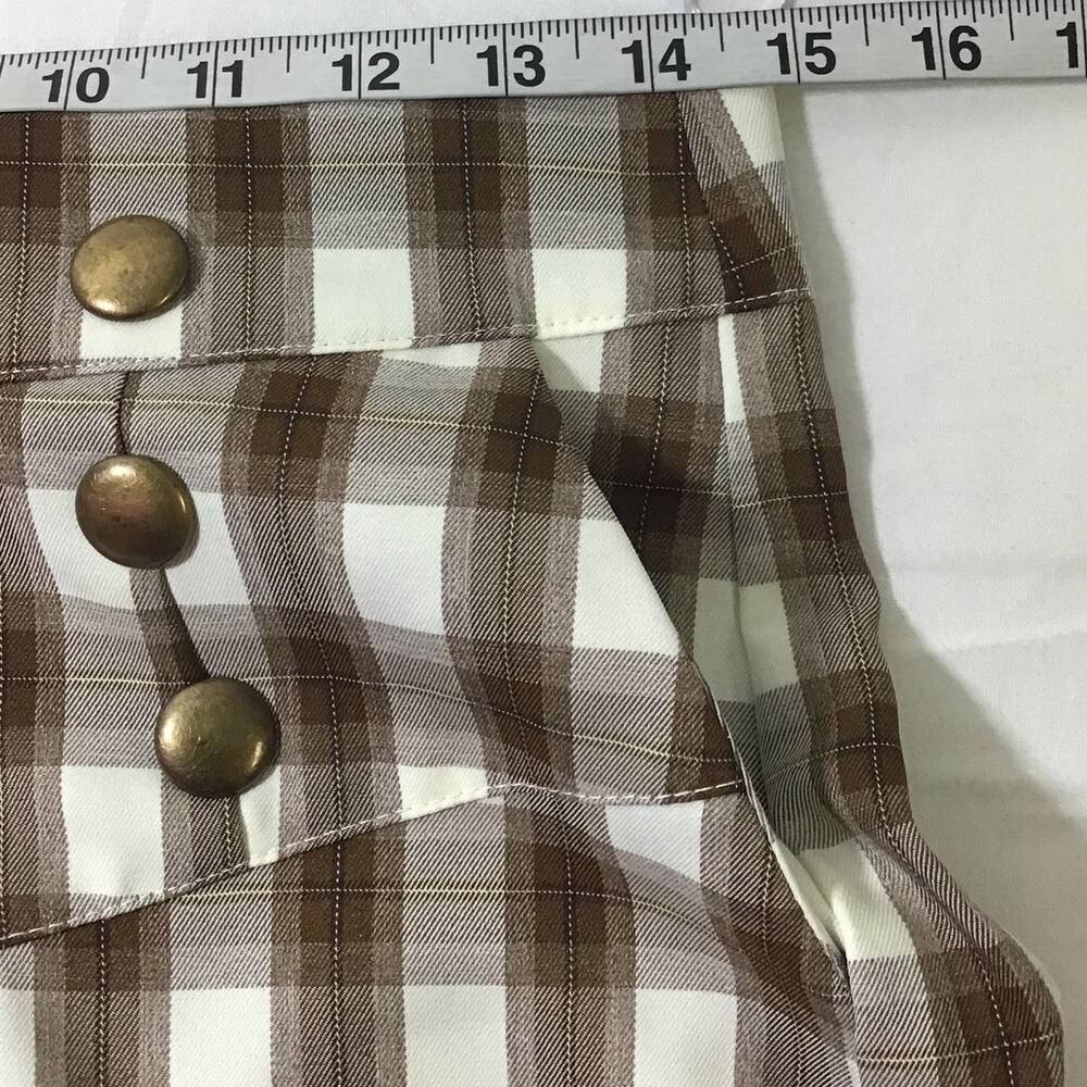 UNIQUE VINTAGE SZ M brown plaid high waist retro style skort short NWT B88 - Picture 9 of 10